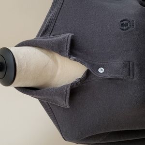 Izod's Men's Henley Long Sleeve Gray Collar Shirt, Size Medium Cotton/Poly Blend